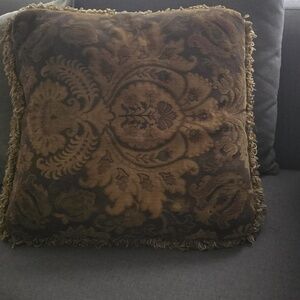 Elegant Brown and Gold Decorative Pillow Not Labeled But Thomasville